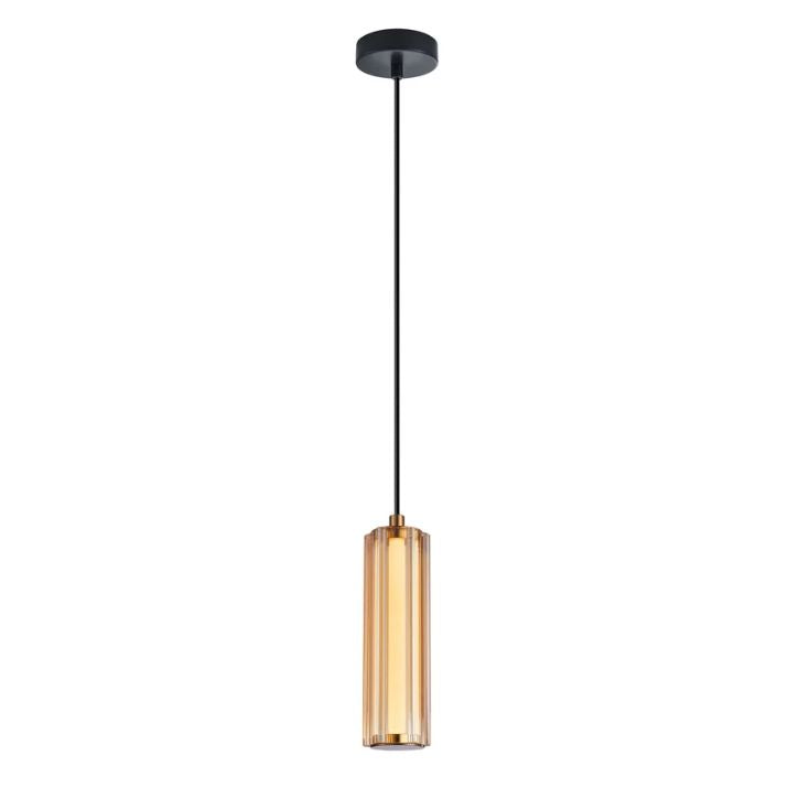 FRECCIA: Interior LED Tri-CCT Glass with Curve Cylinder Pendant Lights - Amber Glass