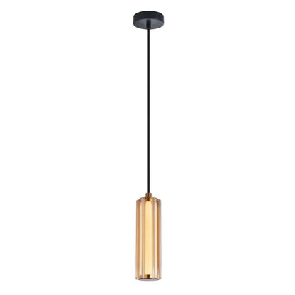 FRECCIA: Interior LED Tri-CCT Glass with Curve Cylinder Pendant Lights - Amber Glass