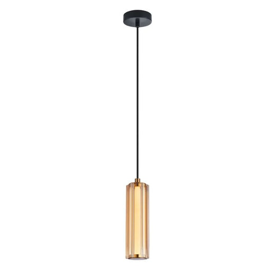 FRECCIA: Interior LED Tri-CCT Glass with Curve Cylinder Pendant Lights - Amber Glass