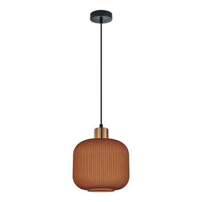 GOMITAS: Interior Translucent Glass Shade with Brass Highlight Pendant Lights - Terracotta