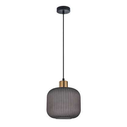 GOMITAS: Interior Translucent Glass Shade with Brass Highlight Pendant Lights - Smokey Black