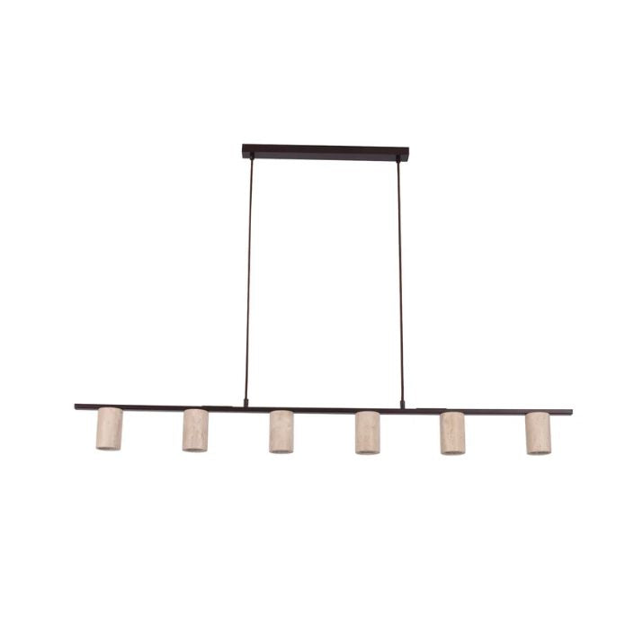TUBERIA: Interior Linear Bar with Beige Travertine Tubular Shade Pendant Light