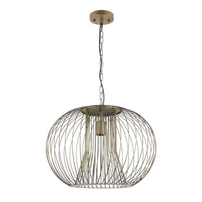PARRILLA: Interior Round Cage Iron Pendant Lights - Imitation Antique Brass