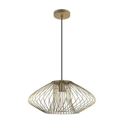 PARRILLA: Interior Oval Cage Iron Pendant Lights OD440mm - Imitation Antique Brass