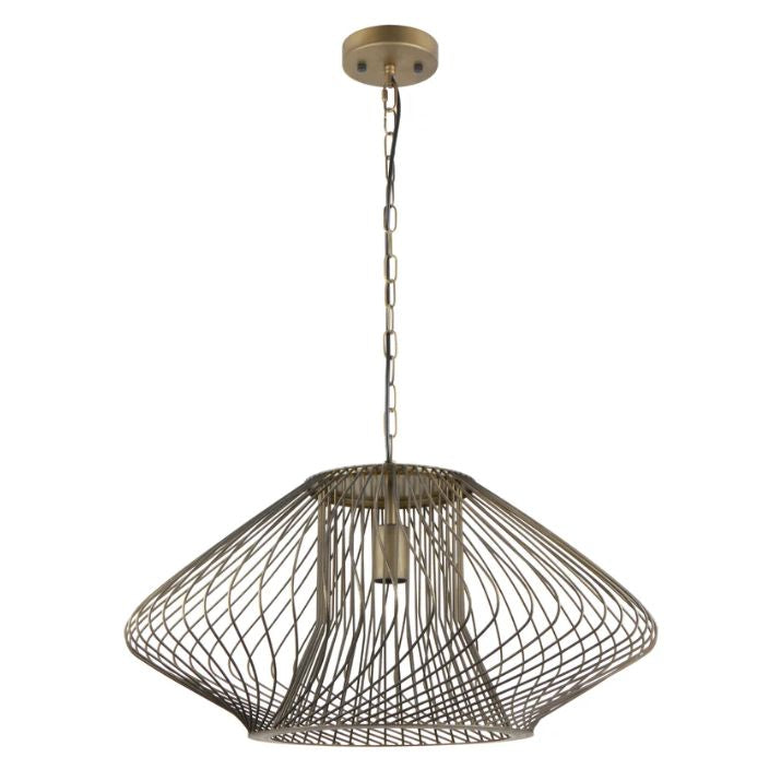 PARRILLA: Interior Oval Cage Iron Pendant Lights OD600mm - Imitation Antique Brass