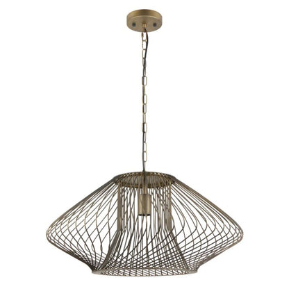 PARRILLA: Interior Oval Cage Iron Pendant Lights OD600mm - Imitation Antique Brass