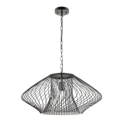 PARRILLA: Interior Oval Cage Iron Pendant Lights OD600mm - Matte Black