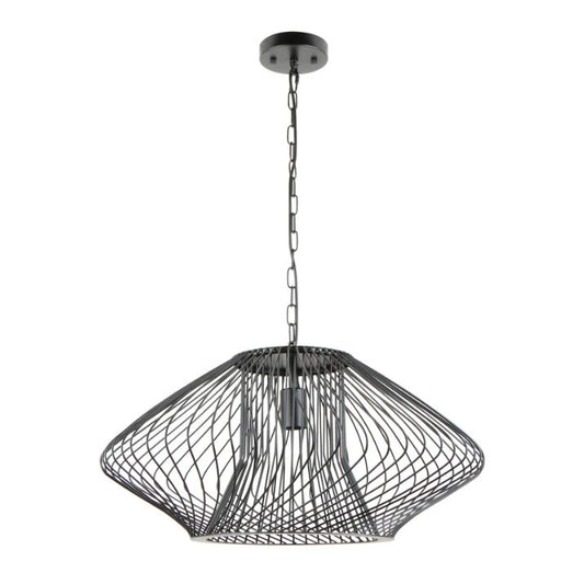 PARRILLA: Interior Oval Cage Iron Pendant Lights OD600mm - Matte Black