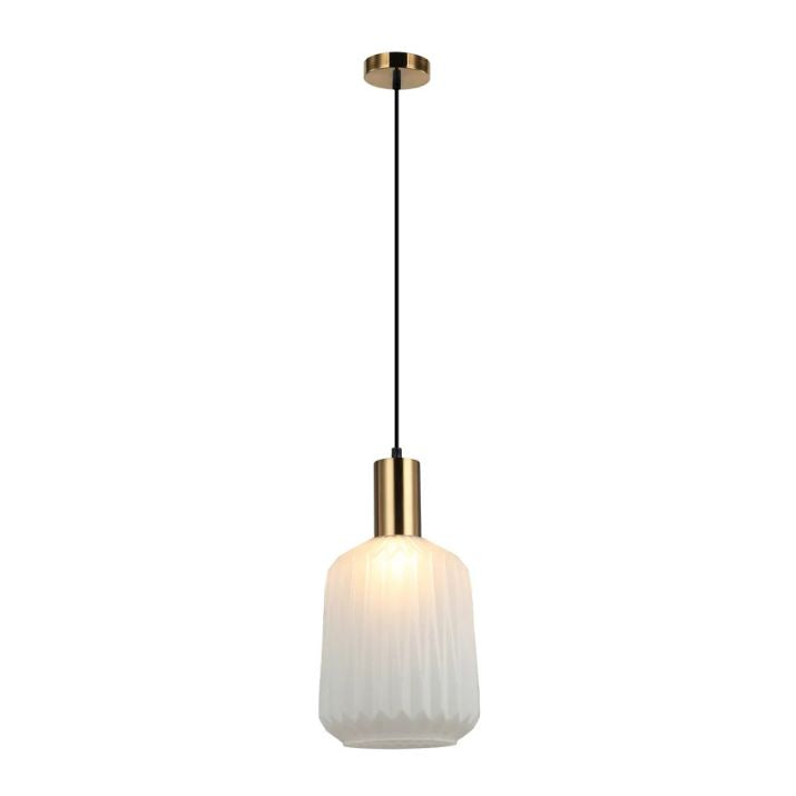 PAPEL: Interior Pleated Opal Opaque Jar Glass Pendant Lights