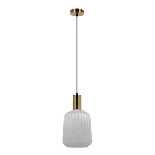 PAPEL: Interior Pleated Opal Opaque Jar Glass Pendant Lights
