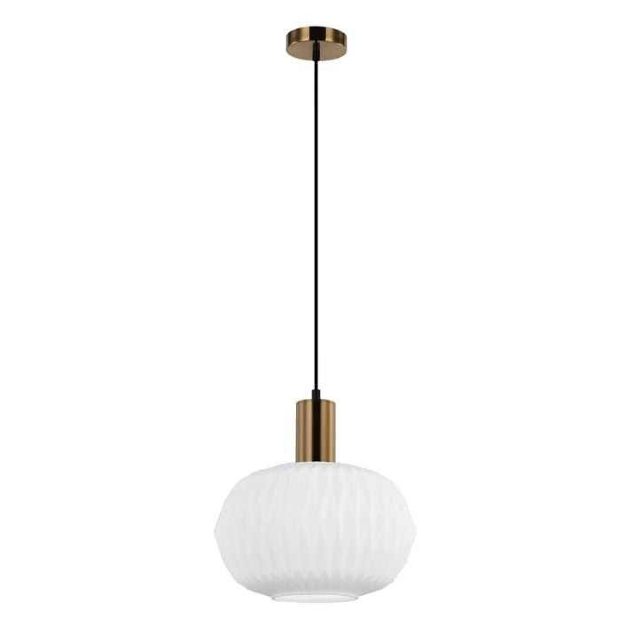 PAPEL: Interior Pleated Opal Opaque Dome Glass Pendant Lights