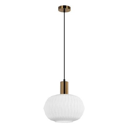 PAPEL: Interior Pleated Opal Opaque Dome Glass Pendant Lights