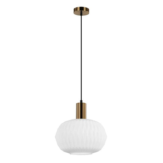 PAPEL: Interior Pleated Opal Opaque Dome Glass Pendant Lights