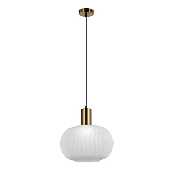 PAPEL: Interior Pleated Opal Translucent Dome Glass Pendant Lights