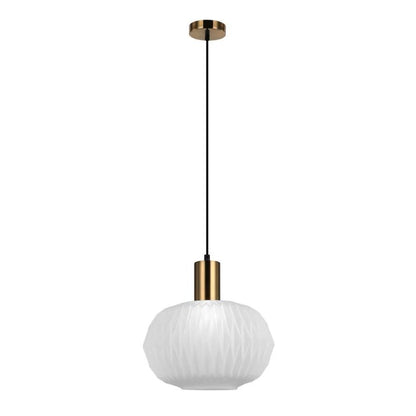 PAPEL: Interior Pleated Opal Translucent Dome Glass Pendant Lights