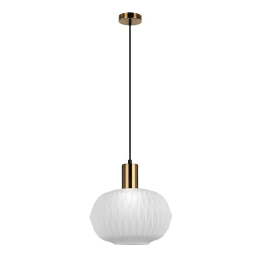 PAPEL: Interior Pleated Opal Translucent Dome Glass Pendant Lights