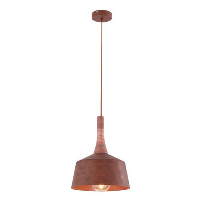 OXIDO: Interior Rustic Brown with Travertine Highlight Angled Dome Pendant Light - OD 270mm
