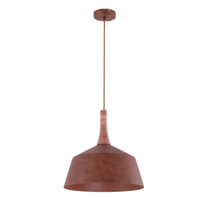 OXIDO: Interior Rustic Brown with Travertine Highlight Angled Dome Pendant Light - OD 400mm