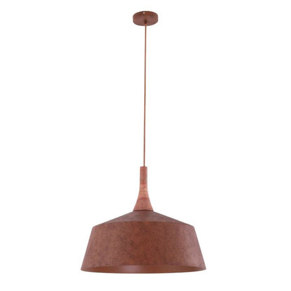 OXIDO: Interior Rustic Brown with Travertine Highlight Angled Dome Pendant Light - OD 550mm
