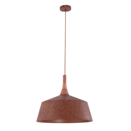 OXIDO: Interior Rustic Brown with Travertine Highlight Angled Dome Pendant Light - OD 550mm