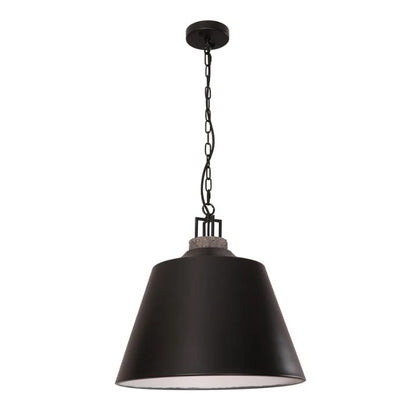 CLOCHE: Interior Metal BLACK Shade with Travertine Highlight Bell Shape Pendant Lights