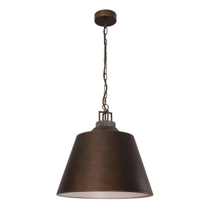 CLOCHE: Interior Metal ANTIQUE BRASS Shade with Travertine Highlight Bell Shape Pendant Light