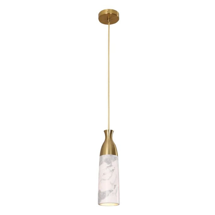 MARMOL: Interior Marble Cylinder Pendant Lights - White Marble