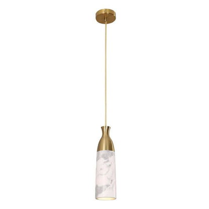 MARMOL: Interior Marble Cylinder Pendant Lights - White Marble