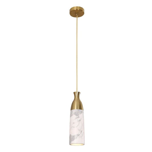 MARMOL: Interior Marble Cylinder Pendant Lights - White Marble