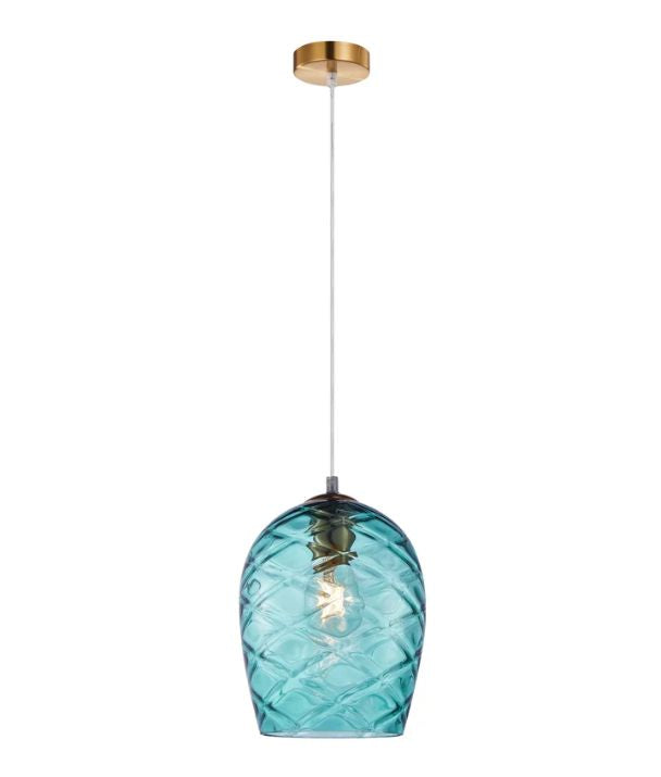 NETA: Interior BLUE Wine Glass Shade Segmented Pendant Lights