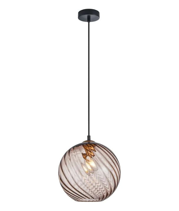 ESPIRAL: Interior Wine Glass COFFEE Shade Wavy Finish Round Pendant Lights