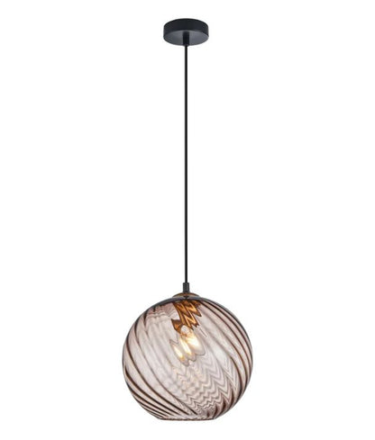 ESPIRAL: Interior Wine Glass COFFEE Shade Wavy Finish Round Pendant Lights