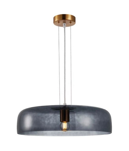 GELATINA: Interior Dome Glass with Brass Highlight Pendant Lights - SMOKEY BLACK