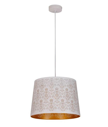 PENSHADE: Interior Slanted with Fleur Pattern Laser Cut Pendant Lights - White