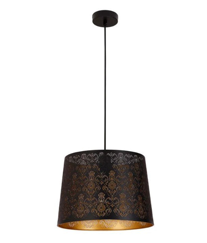 PENSHADE: Interior Slanted with Fleur Pattern Laser Cut Pendant Lights - Black