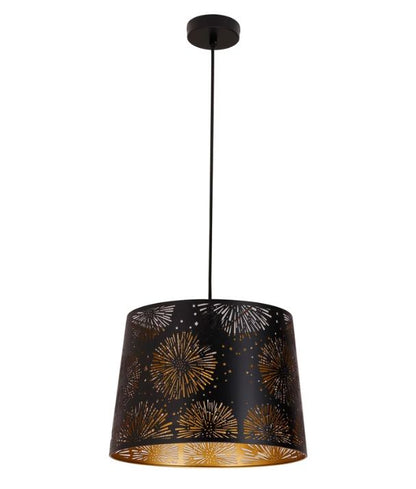 PENSHADE: Interior Slanted with Starburst Pattern Laser Cut Pendant Lights - Black