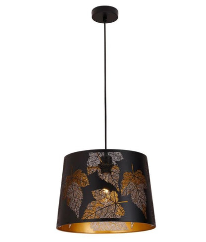 PENSHADE: Interior Slanted with Maple Leaf Pattern Laser Cut Pendant Lights - Black