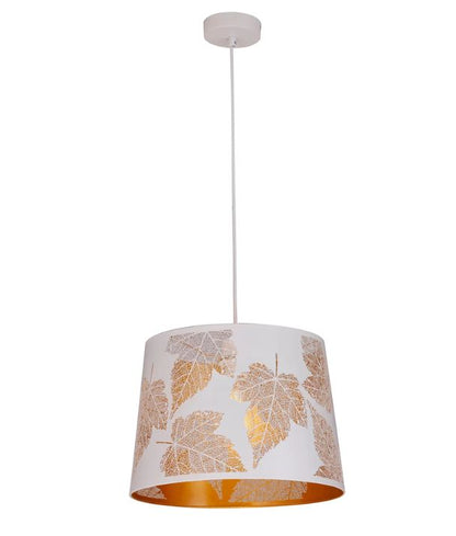 PENSHADE: Interior Slanted with Maple Leaf Pattern Laser Cut Pendant Lights - White