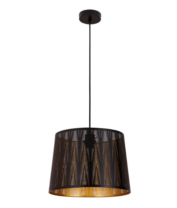 PENSHADE: Interior Slanted with Vector Pattern Laser Cut Pendant Lights - Black