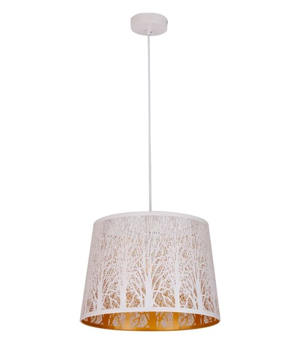 PENSHADE: Interior Slanted with Tree Pattern Laser Cut Pendant Lights - White