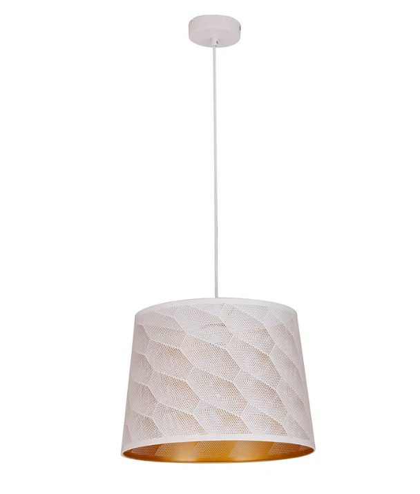 PENSHADE: Interior Slanted with Honeycomb Pattern Laser Cut Pendant Lights - White