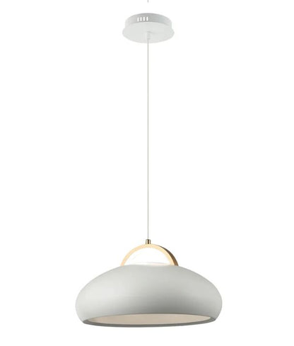 KUPOL: Interior LED Tri-CCT Dome with Brass Highlight Pendant Lights - White