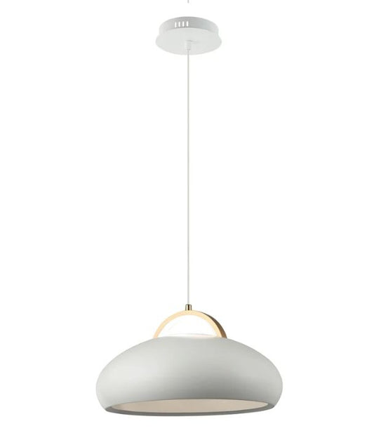 KUPOL: Interior LED Tri-CCT Dome with Brass Highlight Pendant Lights - White