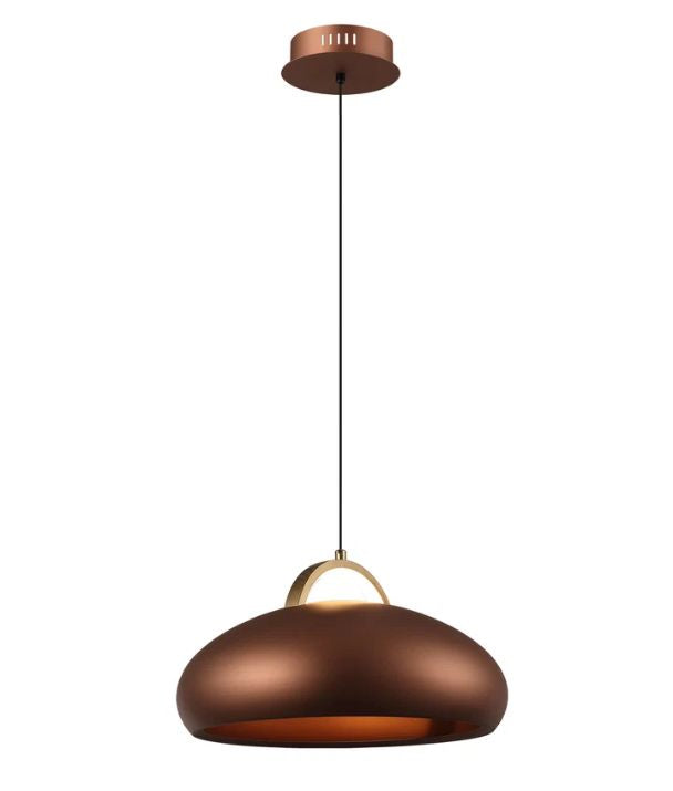 KUPOL: Interior LED Tri-CCT Dome with Brass Highlight Pendant Lights - Coffee