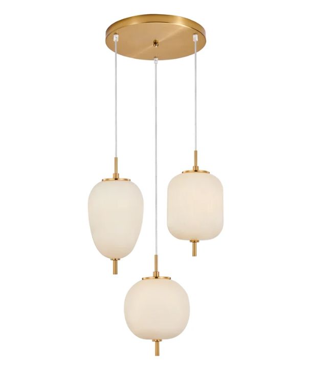 PINO: Interior Opal Matte Mirror Finish Pendant Lights