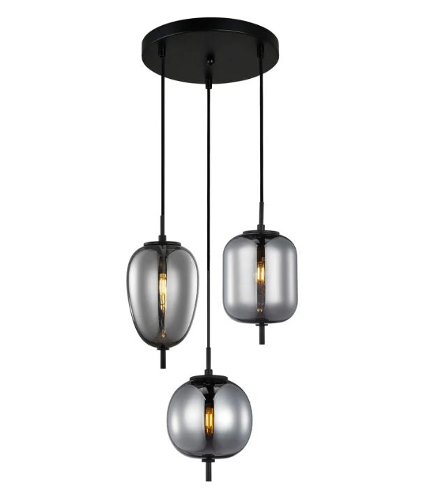 PINO: Interior Smokey Black Mirror Finish Pendant Lights