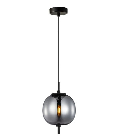 PINO: Interior Smokey Black Mirror Finish Glass Round Pendant Lights
