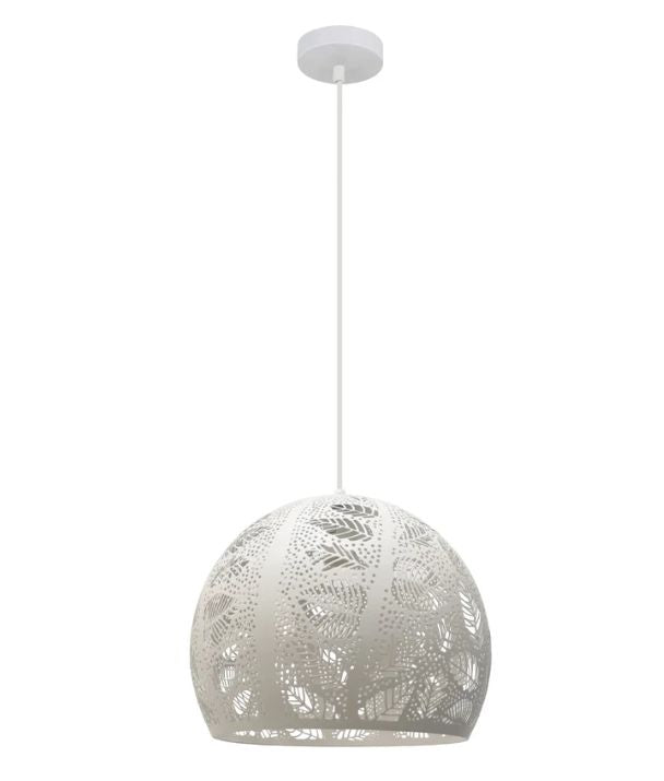 BOTANICA: Bohemian Embossed Dome Shape Pendant Light - White