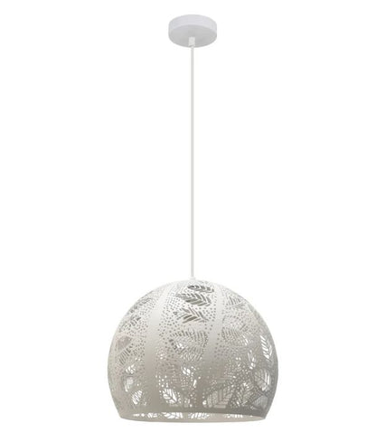 BOTANICA: Bohemian Embossed Dome Shape Pendant Light - White
