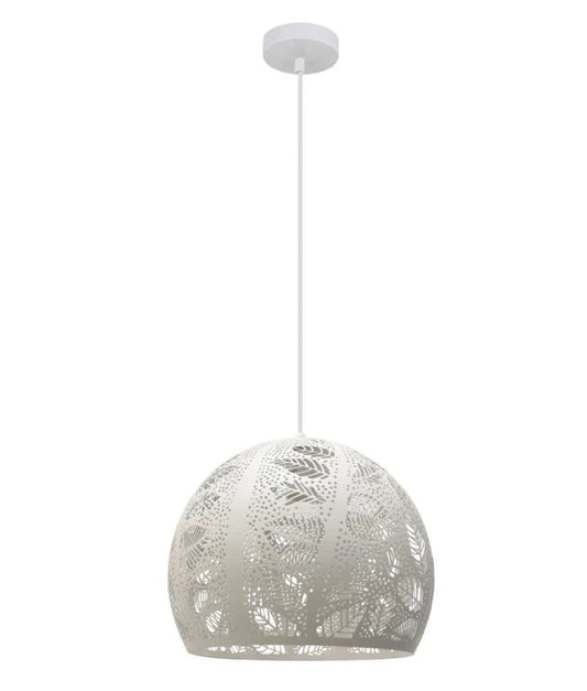 BOTANICA: Bohemian Embossed Dome Shape Pendant Light - White